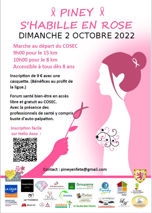 Marche solidaire Piney s'habille en rose : dimanche 2 octobre 2022