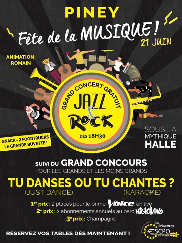 Fête de la musique : mercredi 21 juin à partir de 18h30 sous la halle