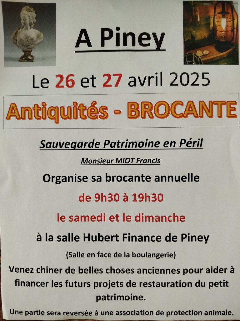 26 et 27 avril : Antiquités - Brocante, salle Hubert Finance