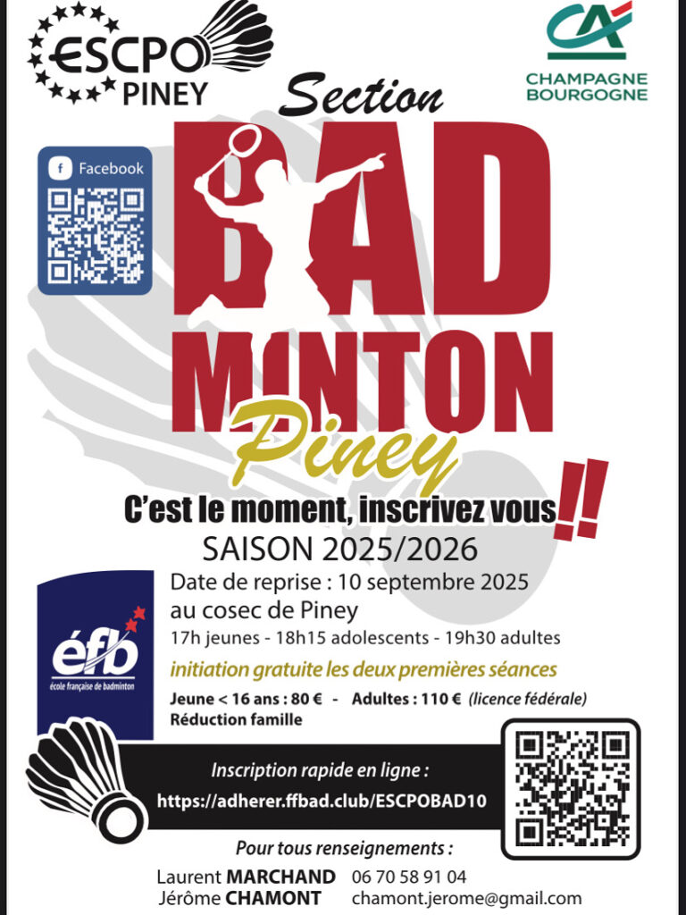 ESCPO : Badminton saison 2025/2026
